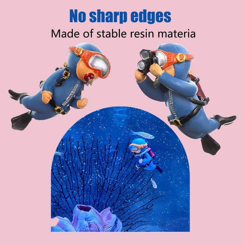 Wonfly 2-Pack Tank Decorations, Cute Little Diver, Aquarium Decoration Accessories Ornaments with Float Ball, Playmate for Tank Suitable for All Kinds of Fish and Tanks (Blue) - Image 4